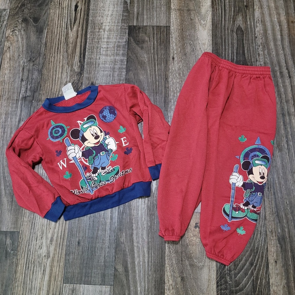 Disney Mickeys Stuff For Kids Outfit Sweatshirt Red Child Size 4T Explorer